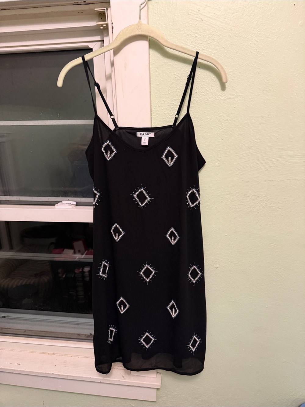 Old Navy Black Beaded Diamond-Accent mini Dress
